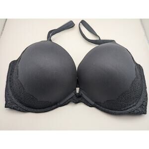 Victoria's Secret Push-Up Bra Black Lace Accents Underwire‎ Padded Size 38DDD